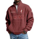 Cardinal Football Est 1891 Waffle Stand Collar Half Zip Sweatshirt