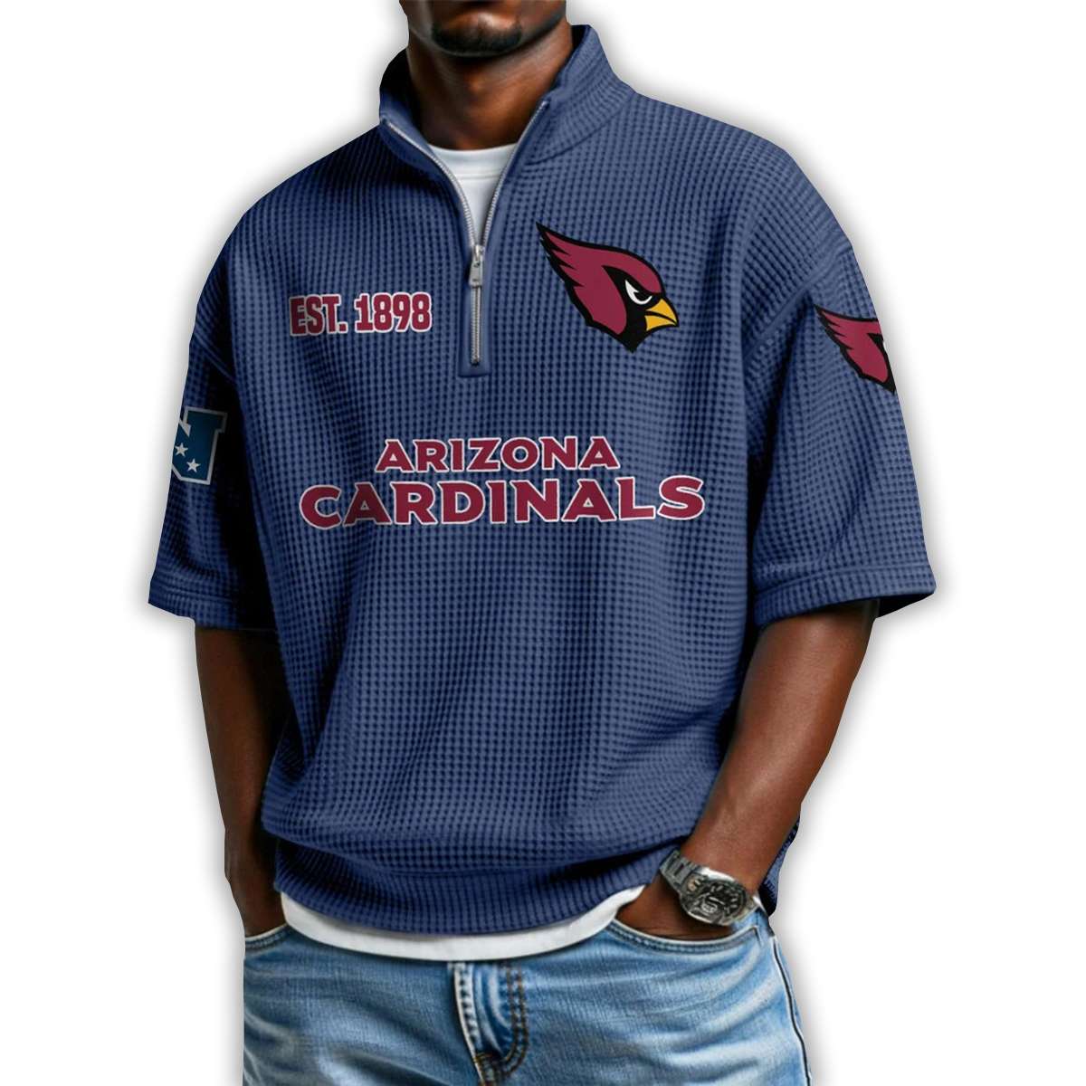 Cardinals Est 1898 Waffle Stand Collar Half Zip Polo Shirt Cardinals Est 1898 Waffle Stand Collar Half Zip Polo Shirt