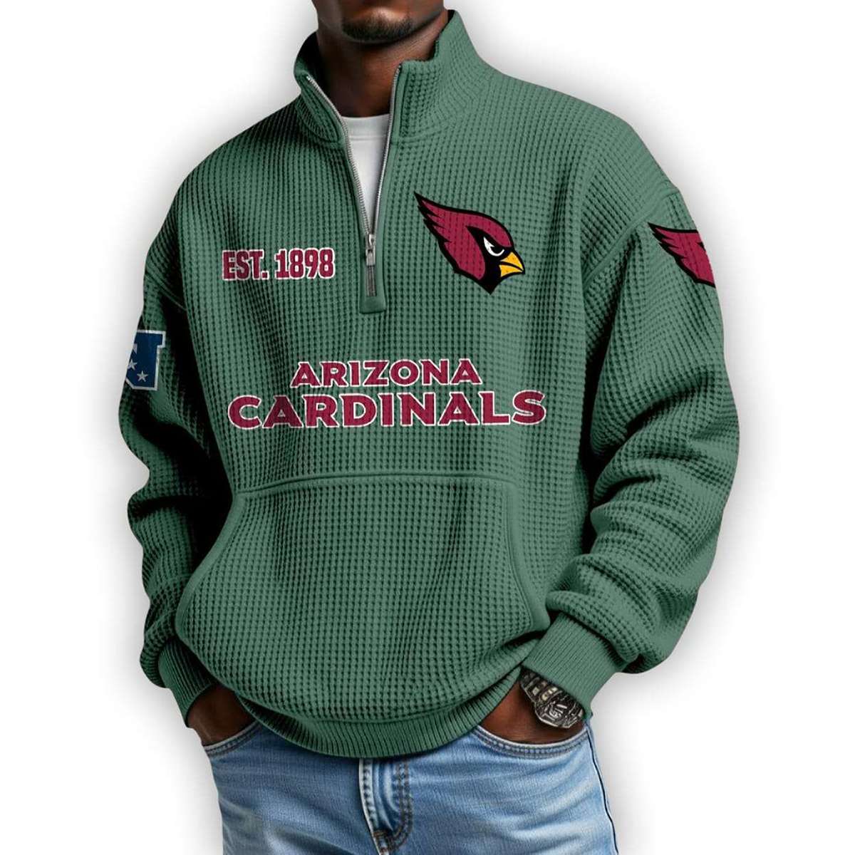 Cardinals Est 1898 Waffle Stand Collar Half Zip Sweatshirt Cardinals Est 1898 Waffle Stand Collar Half Zip Sweatshirt