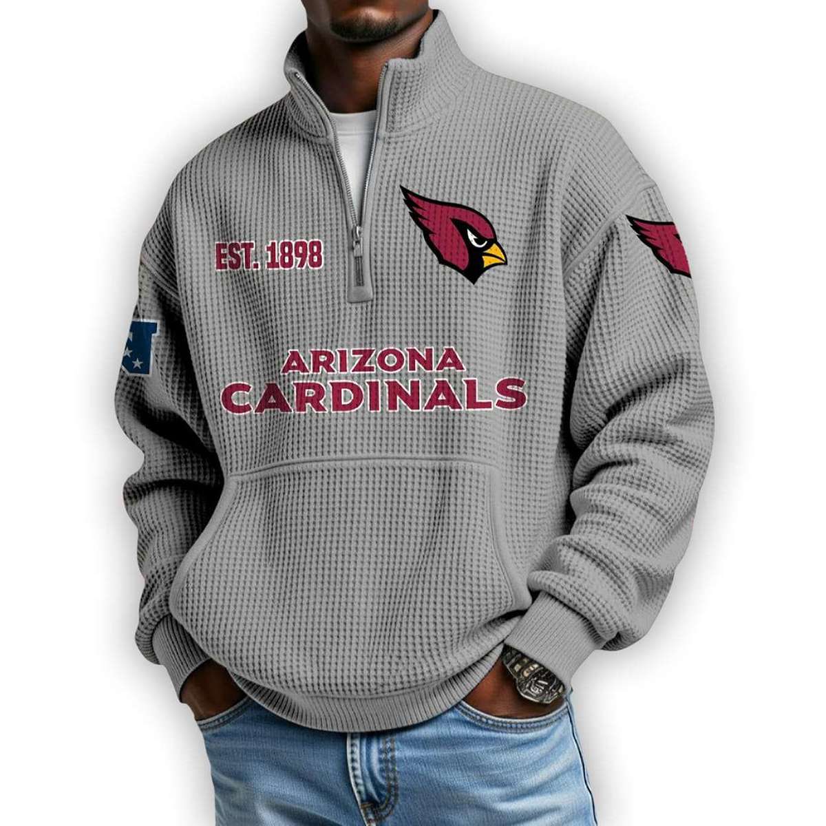 Cardinals Est 1898 Waffle Stand Collar Half Zip Sweatshirt Cardinals Est 1898 Waffle Stand Collar Half Zip Sweatshirt