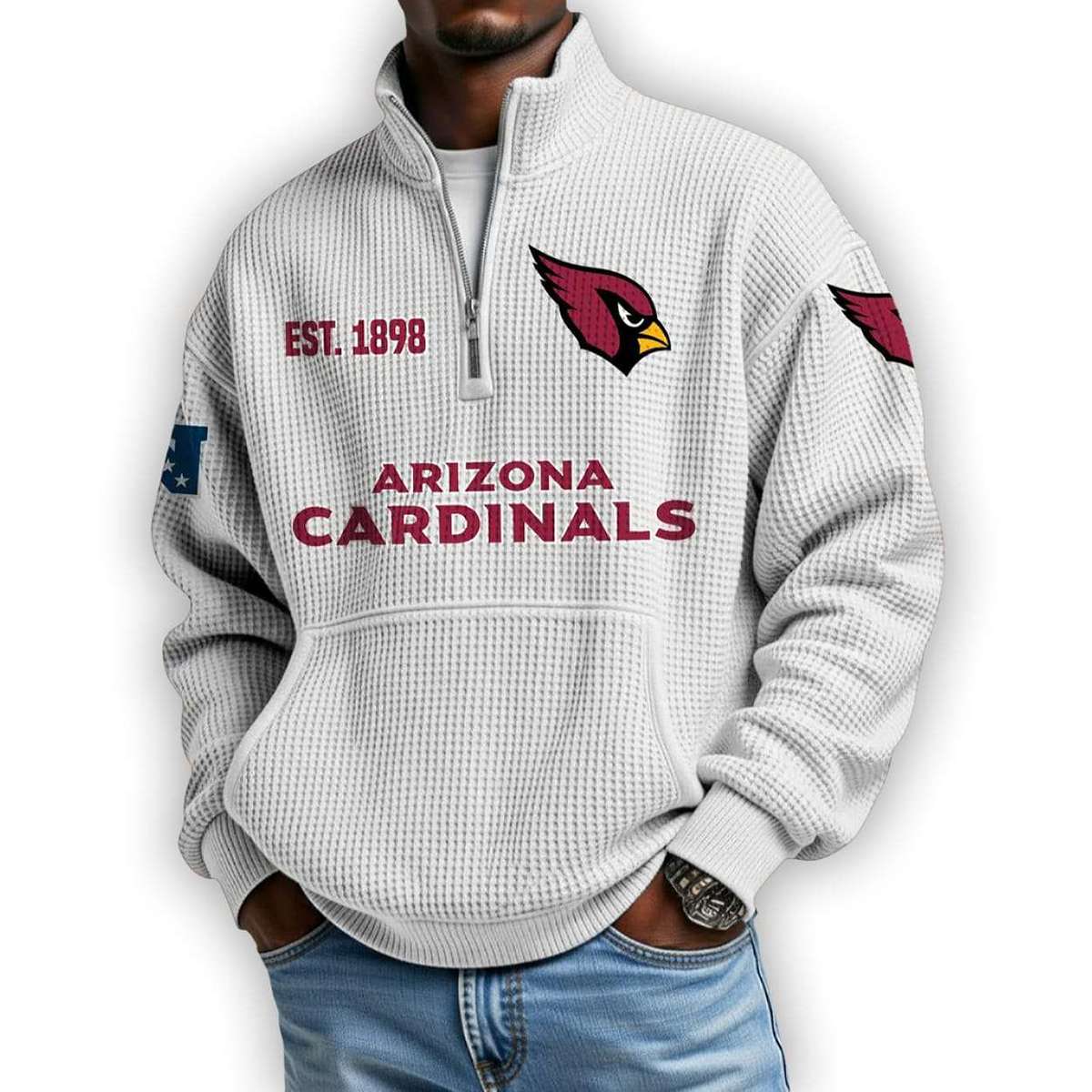 Cardinals Est 1898 Waffle Stand Collar Half Zip Sweatshirt Cardinals Est 1898 Waffle Stand Collar Half Zip Sweatshirt
