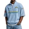 Chargers Est 1959 Waffle Stand Collar Half Zip Polo Shirt