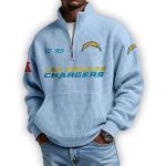 Chargers Est 1959 Waffle Stand Collar Half Zip Sweatshirt