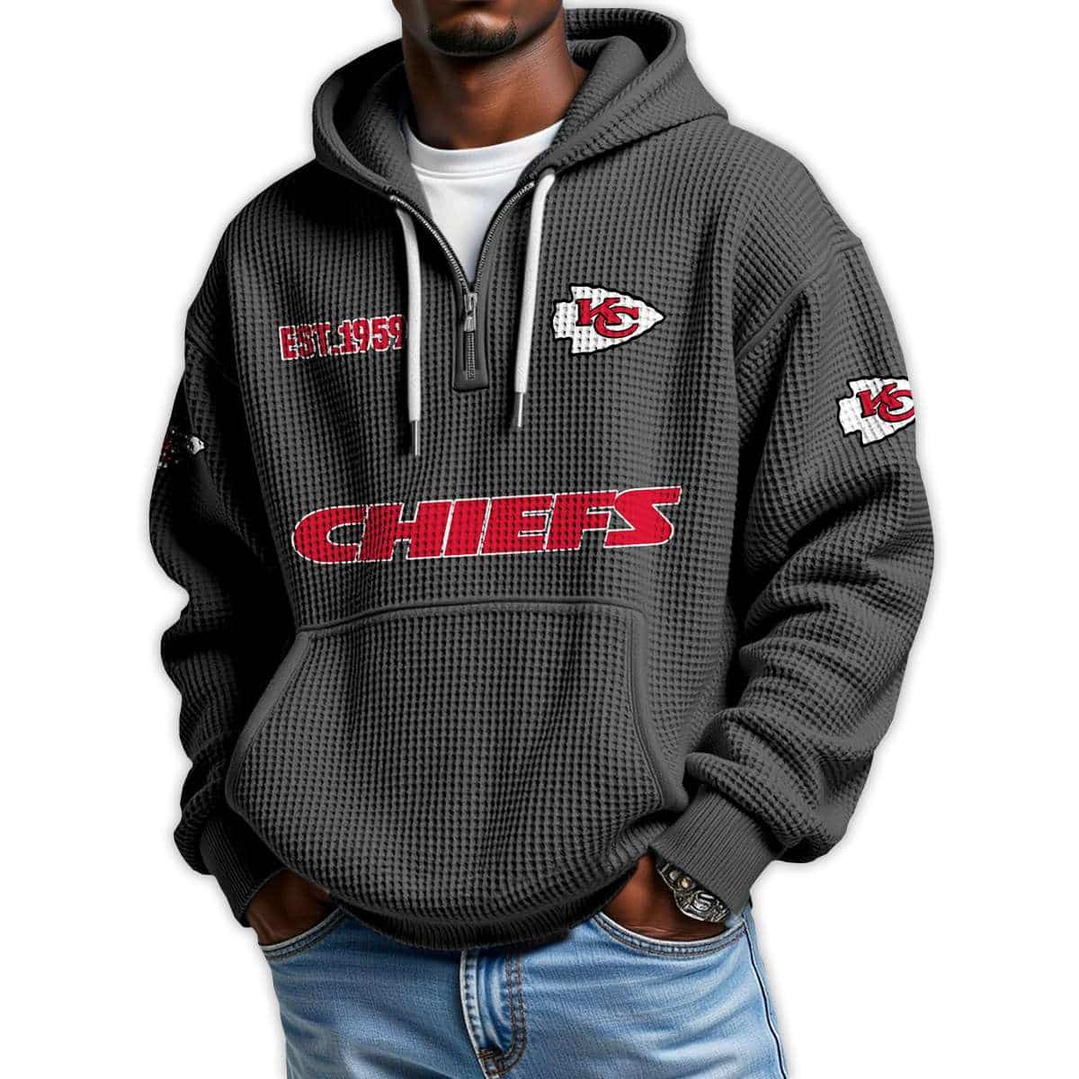 Chiefs Est 1959 Quarter Zip Waffle Hoodie Chiefs Est 1959 Quarter Zip Waffle Hoodie
