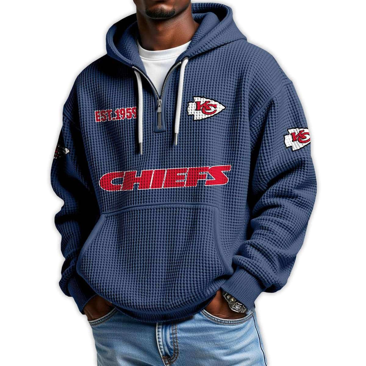 Chiefs Est 1959 Quarter Zip Waffle Hoodie Chiefs Est 1959 Quarter Zip Waffle Hoodie