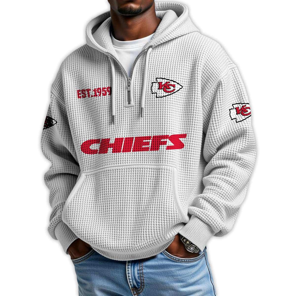 Chiefs Est 1959 Quarter Zip Waffle Hoodie Chiefs Est 1959 Quarter Zip Waffle Hoodie