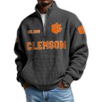 Clemson Football Est 1885 Waffle Stand Collar Half Zip Sweatshirt