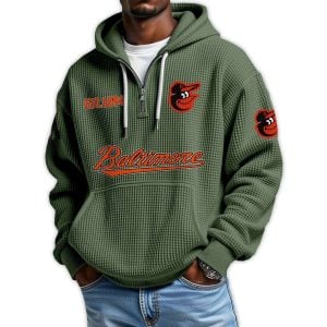 Orioles Est 1894 Quarter Zip Waffle Hoodie1