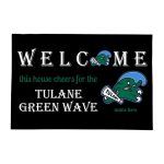 Customized Welcome This House Cheers For The Tulane Green Wave Doormat