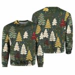 Cute Christmas Tree Printed Ugly Christmas Sweater
