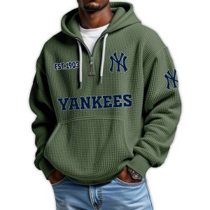 Yankees Est 1903 Quarter Zip Waffle Hoodie4