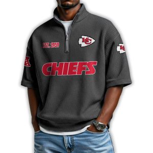 Chiefs Est 1959 Waffle Stand Collar Half Zip Polo Shirt1