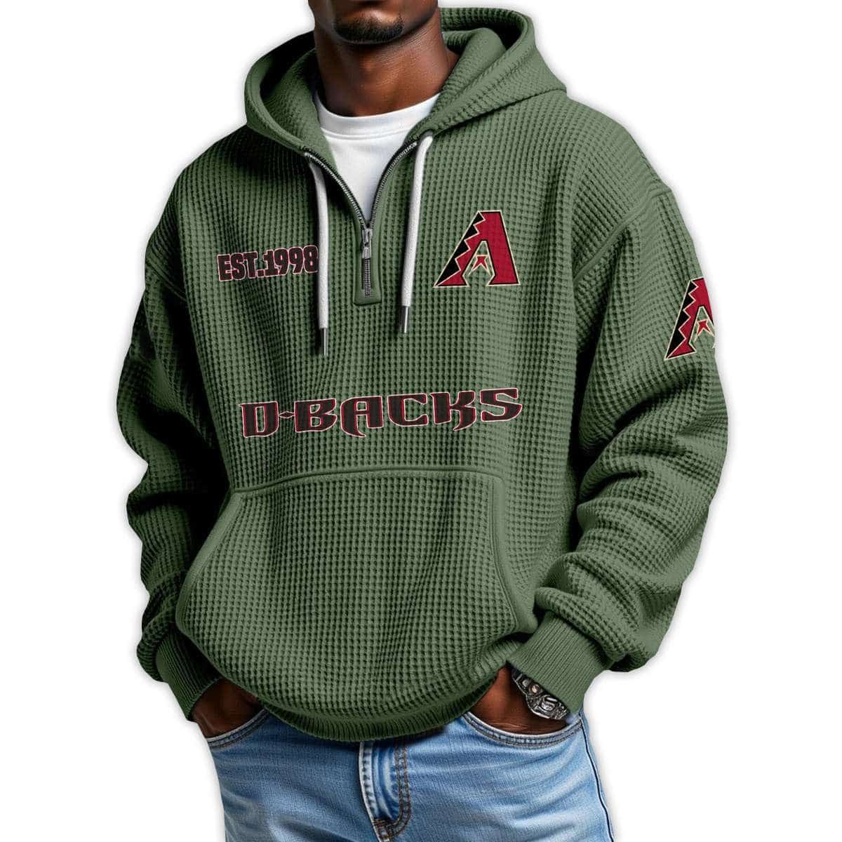 Diamondbacks Est 1998 Quarter Zip Waffle Hoodie Diamondbacks Est 1998 Quarter Zip Waffle Hoodie