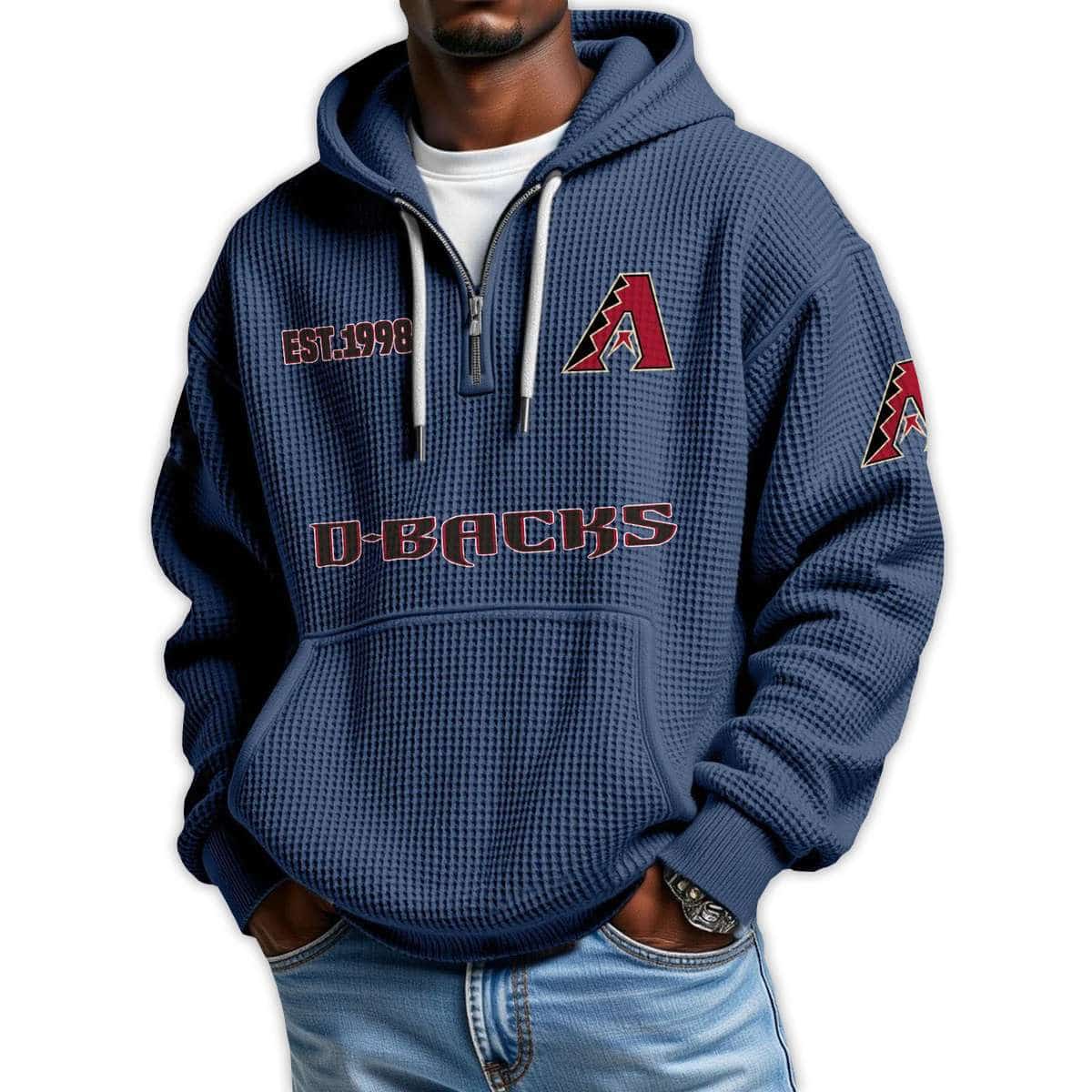 Diamondbacks Est 1998 Quarter Zip Waffle Hoodie Diamondbacks Est 1998 Quarter Zip Waffle Hoodie