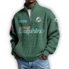 Dolphins Est 1965 Waffle Stand Collar Half Zip Sweatshirt