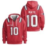 Drake Maye 10 Patriots Quarter Zip Waffle Hoodie