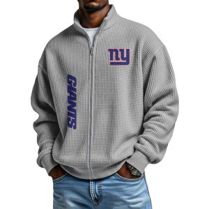 Giants Football Waffle Zip Up Sweatshirt4