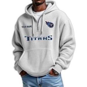 2025 Personalized Titans Quarter Zip Waffle Hoodie1