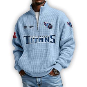 Titans Est 1959 Waffle Stand Collar Half Zip Sweatshirt