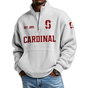 Cardinal Football Est 1891 Waffle Stand Collar Half Zip Sweatshirt4