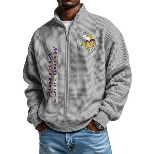 Vikings Football Waffle Zip Up Sweatshirt4