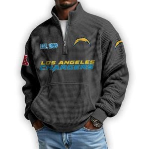Chargers Est 1959 Waffle Stand Collar Half Zip Sweatshirt1