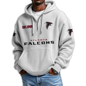 Falcons Est 1965 Quarter Zip Waffle Hoodie4
