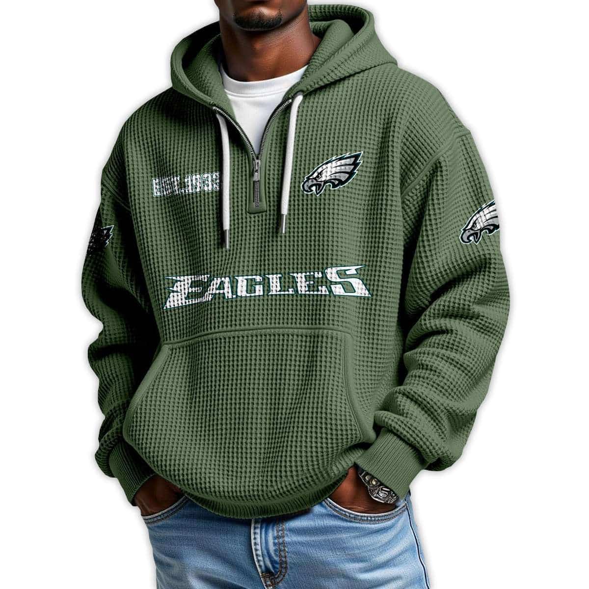 Eagles Est 1933 Quarter Zip Waffle Hoodie Eagles Est 1933 Quarter Zip Waffle Hoodie