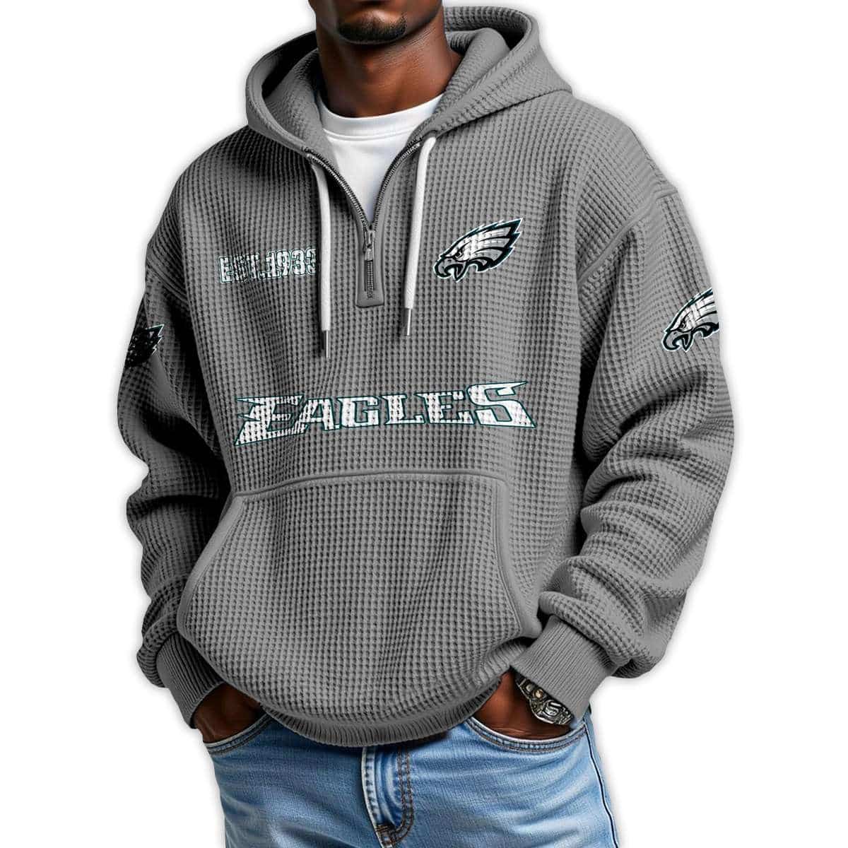 Eagles Est 1933 Quarter Zip Waffle Hoodie Eagles Est 1933 Quarter Zip Waffle Hoodie
