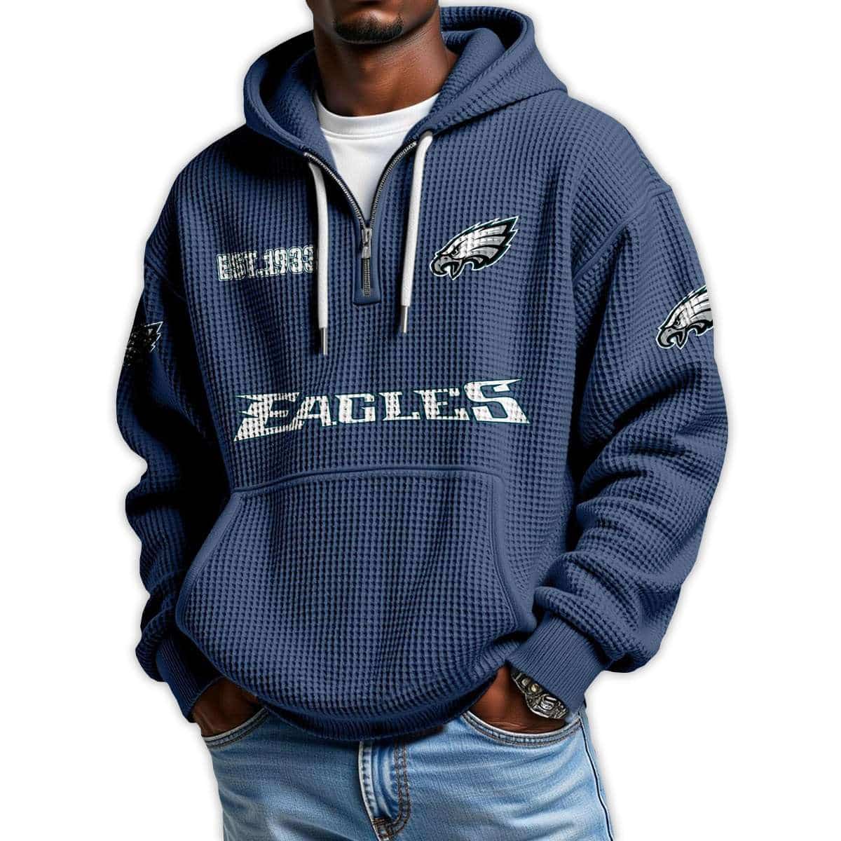 Eagles Est 1933 Quarter Zip Waffle Hoodie Eagles Est 1933 Quarter Zip Waffle Hoodie