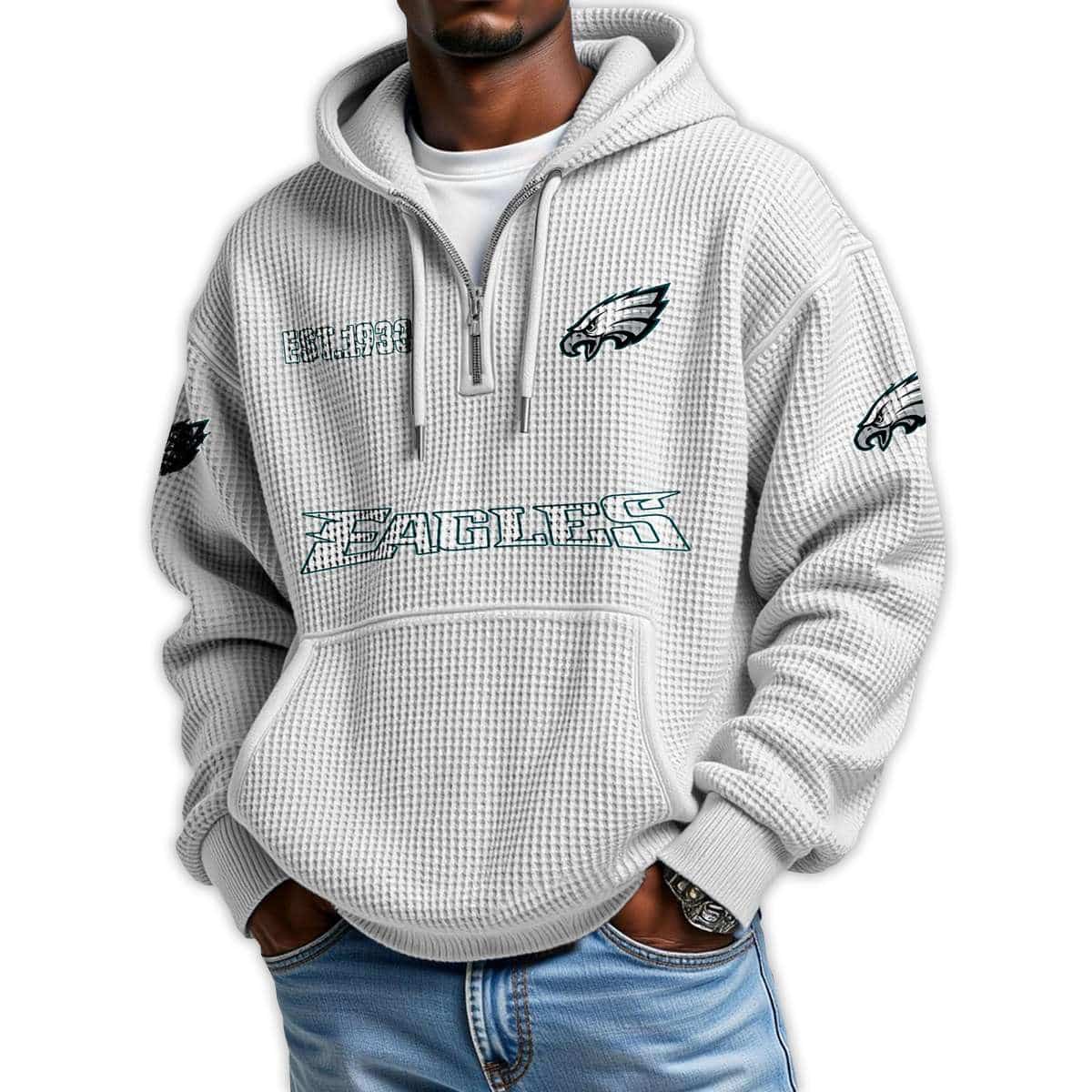 Eagles Est 1933 Quarter Zip Waffle Hoodie Eagles Est 1933 Quarter Zip Waffle Hoodie