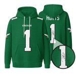 Eagles Jalen Hurts 1 Signature Waffle Hoodie