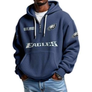 Eagles Est 1933 Quarter Zip Waffle Hoodie 3 Eagles Est 1933 Quarter Zip Waffle Hoodie3