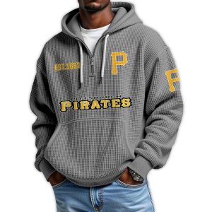 Pirates Est 1882 Quarter Zip Waffle Hoodie2