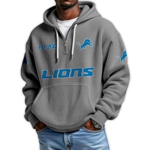 Lions Est 1930 Quarter Zip Waffle Hoodie3