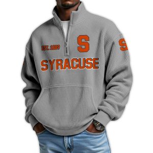 Syracuse Football Est 1889 Waffle Stand Collar Half Zip Sweatshirt2