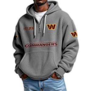 Commanders Est 1932 Quarter Zip Waffle Hoodie3