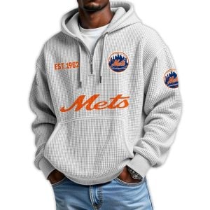 Mets Est 1962 Quarter Zip Waffle Hoodie 4 Mets Est 1962 Quarter Zip Waffle Hoodie4