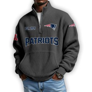 Patriots Est 1959 Waffle Stand Collar Half Zip Sweatshirt1