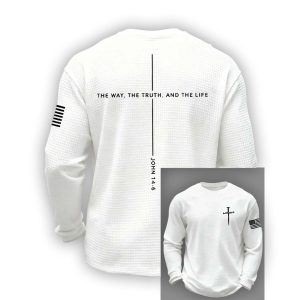 Mens Jesus The Way The Truth The Life Cross Waffle Long Sleeve T Shirt1