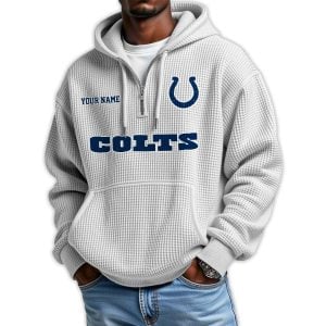 2025 Personalized Colts Quarter Zip Waffle Hoodie1