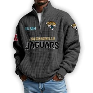 Jaguars Est 1993 Waffle Stand Collar Half Zip Sweatshirt