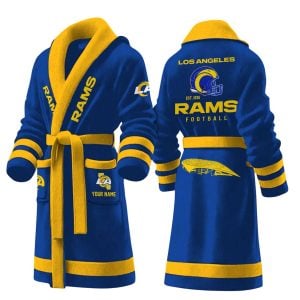 Rams Football Est 1936 Personalized Fleece Bathrobe