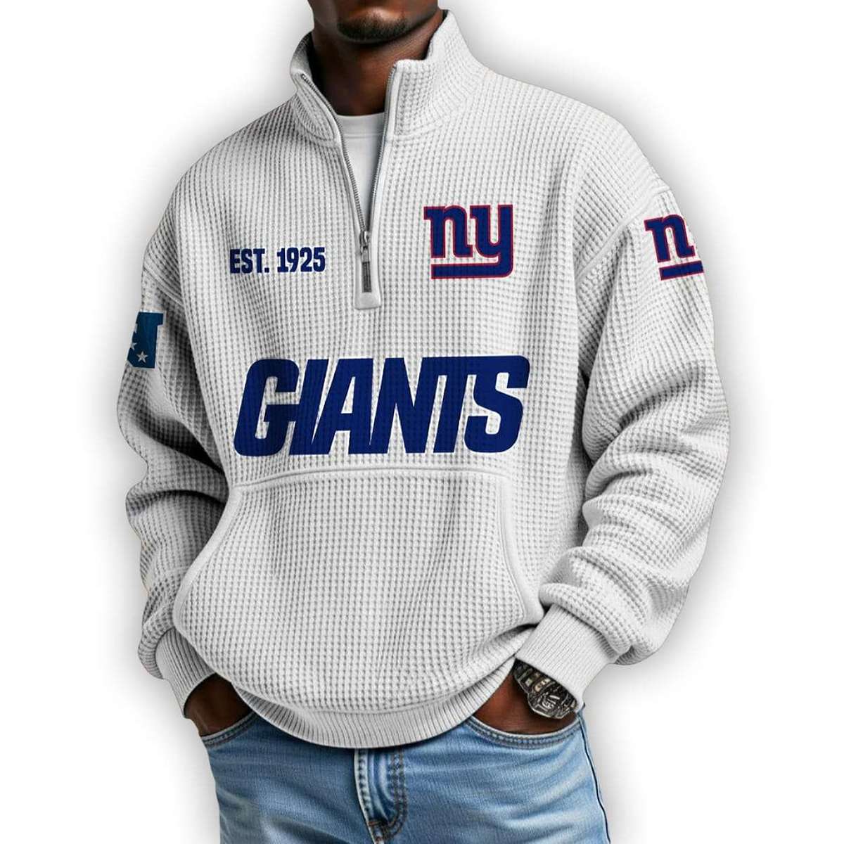 Giants Est 1925 Waffle Stand Collar Half Zip Sweatshirt Giants Est 1925 Waffle Stand Collar Half Zip Sweatshirt