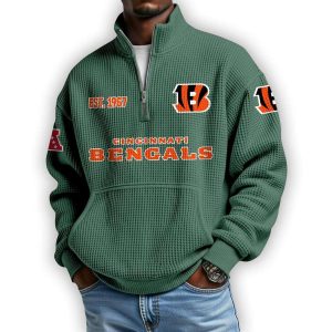 Bengals Est 1967 Waffle Stand Collar Half Zip Sweatshirt 1 Bengals Est 1967 Waffle Stand Collar Half Zip Sweatshirt1