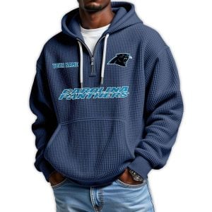2025 Personalized Panthers Quarter Zip Waffle Hoodie2