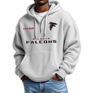 2025 Personalized Falcons Quarter Zip Waffle Hoodie1