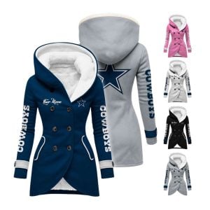 Personalized Cowboys Long Hooded Fleece Jacket