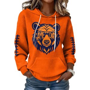 Bears Football Print Waffle Hoodie