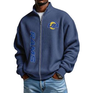 Rams Football Waffle Zip Up Sweatshirt3